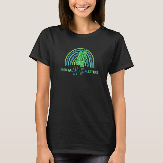 T-shirt Ctrl Alt supprimer Papillon vert santé mentale sem (Devant)