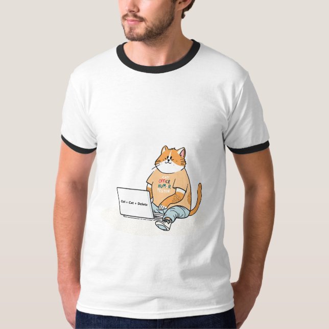 T-shirt Ctrl Cat Delete Funny Cat Laptop Tee (Devant)