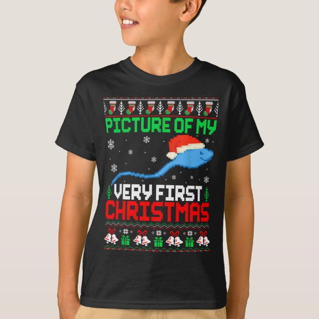 T-shirt Cture Of My Very First Christmas Joke Ugly Xmas Sw (Devant)