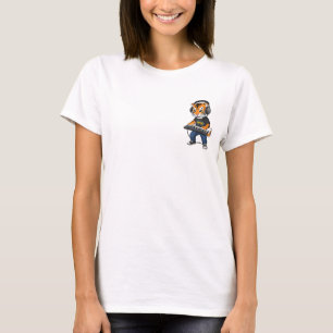T-shirt Cub de tigre cool DJ jouant du clavier électroniqu