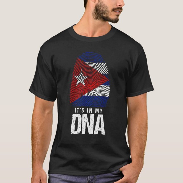 T-shirt Cuba ADN Né Drapeau Cubain La Havane (Devant)