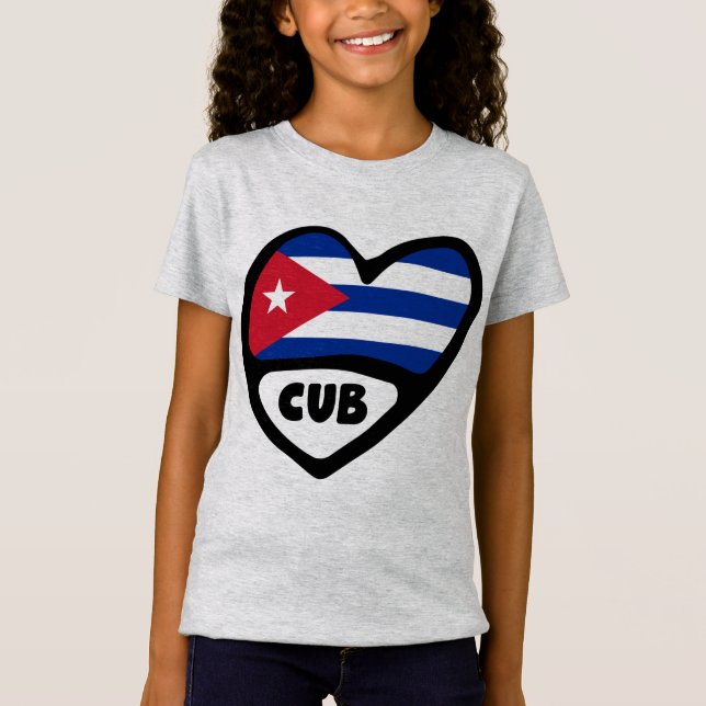 T-Shirt Cuba Code du pays Coeur du drapeau, CUB (Devant)