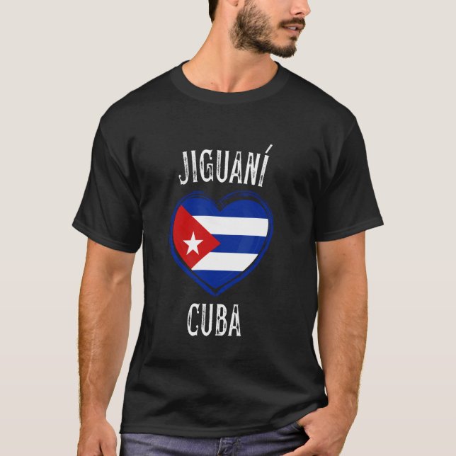 T-shirt Cuba Drapeau Coeur Jiguani Ville (Devant)