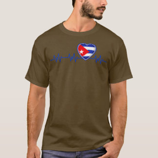 T-shirt Cuba Drapeau de battement de coeur Pulse Nationali