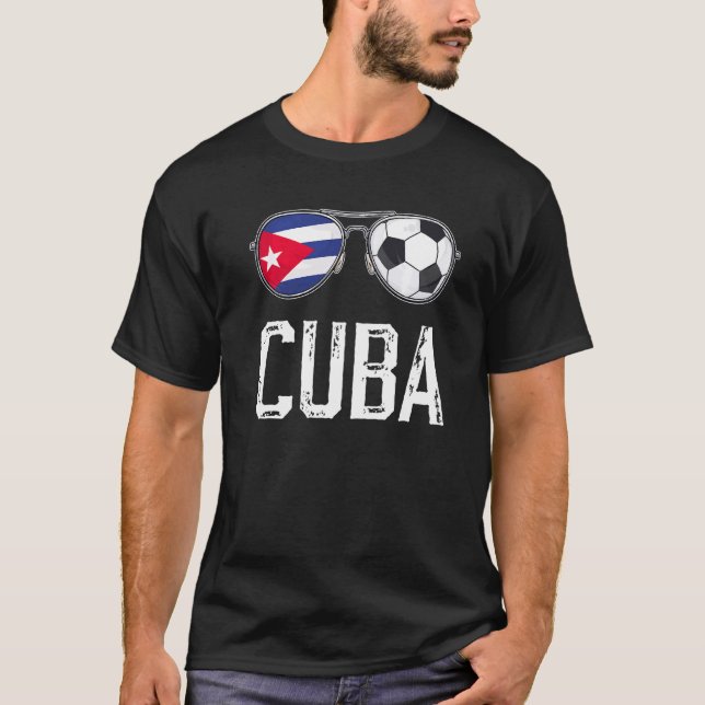 T-shirt Cuba Drapeau et football Sunglass Fan cubain (Devant)