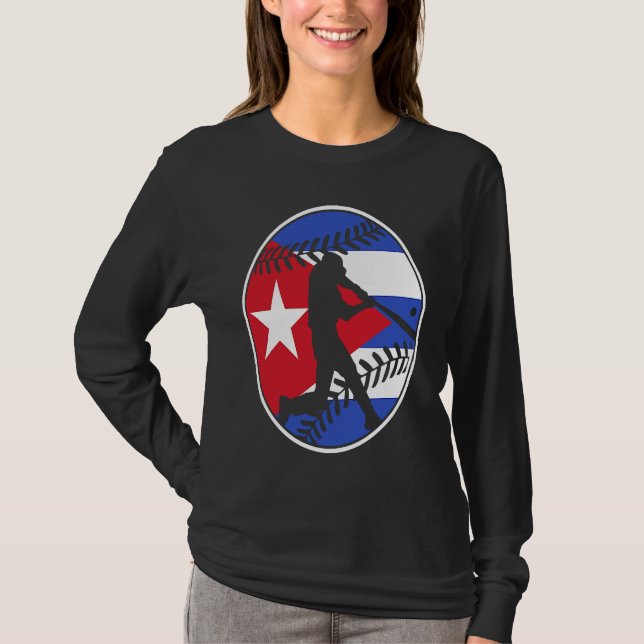 T-shirt Cuba Flag Baseball Hitter Cuban Flag (Devant)