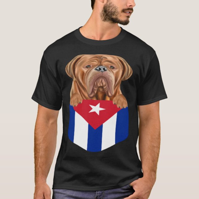 T-shirt Cuba Flag Dogues de Bordeaux Dog In Pocket (Devant)
