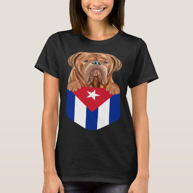T-shirt Cuba Flag Dogues de Bordeaux Dog In Pocket (Devant)
