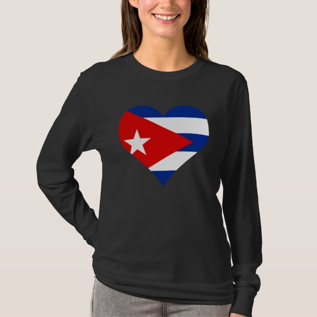 T-shirt Cuba Flag Heart Cuba  Love Cuba (Devant)