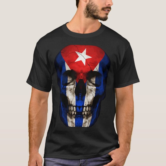 T-shirt Cuba Flag Skull Cuban Roots Proud Patriotic (Devant)