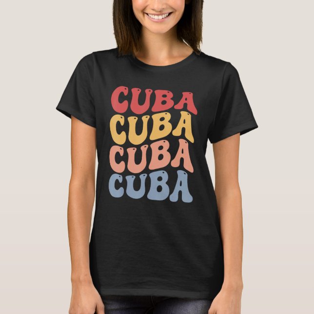 T-shirt Cuba Groovy Rétro Cubain (Devant)