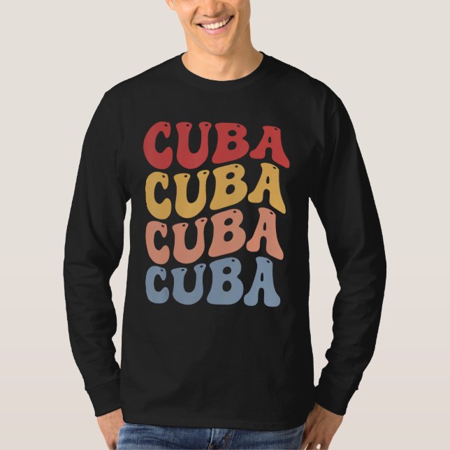 T-shirt Cuba Groovy Rétro Cubain (Devant)