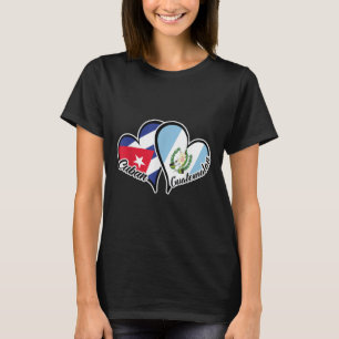 T-shirt Cuba Guatemala Drapeau Coeur moitié Cubain moitié 