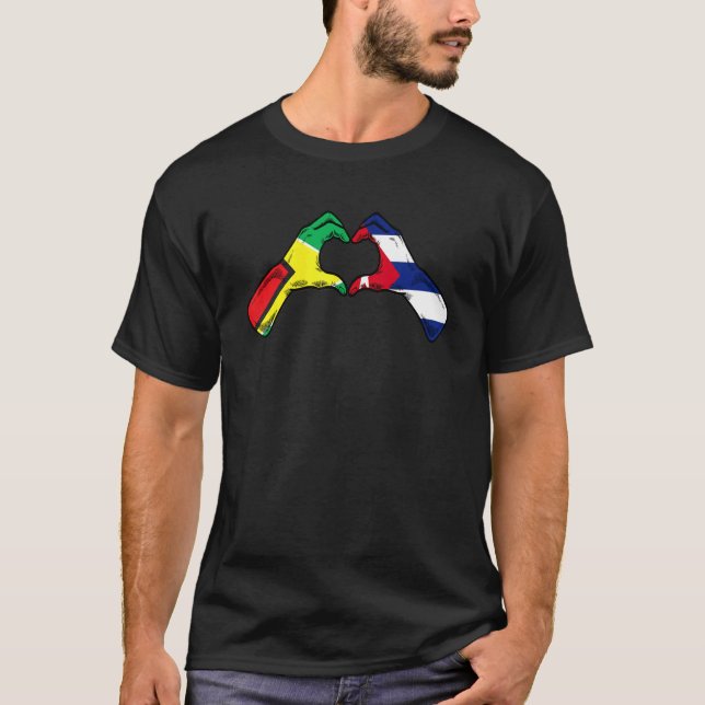 T-shirt Cuba Guyana Flag Cuban Guyanese Heart 1 (Devant)