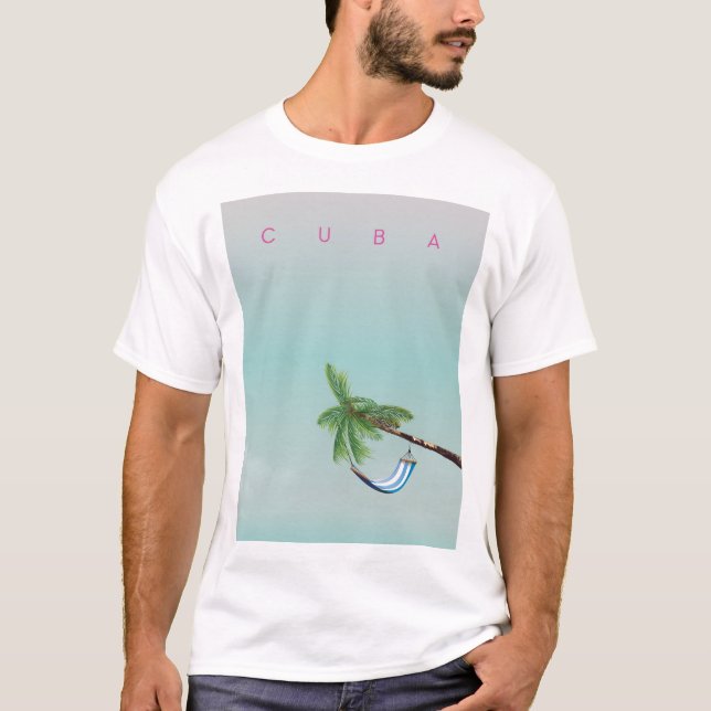 T-shirt Cuba Hammock Impression de vacances de style vinta (Devant)