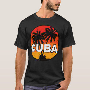 T-shirt Cuba Rétro Années 70 Vacances Coucher de Soleil Su