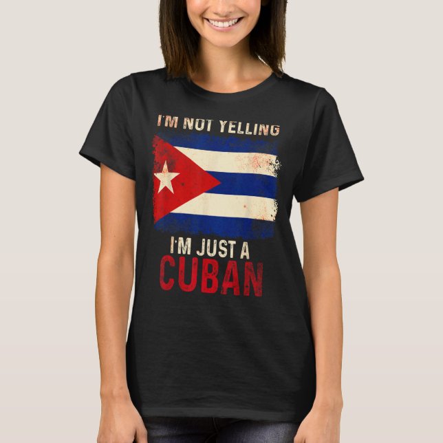 T-shirt Cuba  Yelling Cuban Flag Havana (Devant)