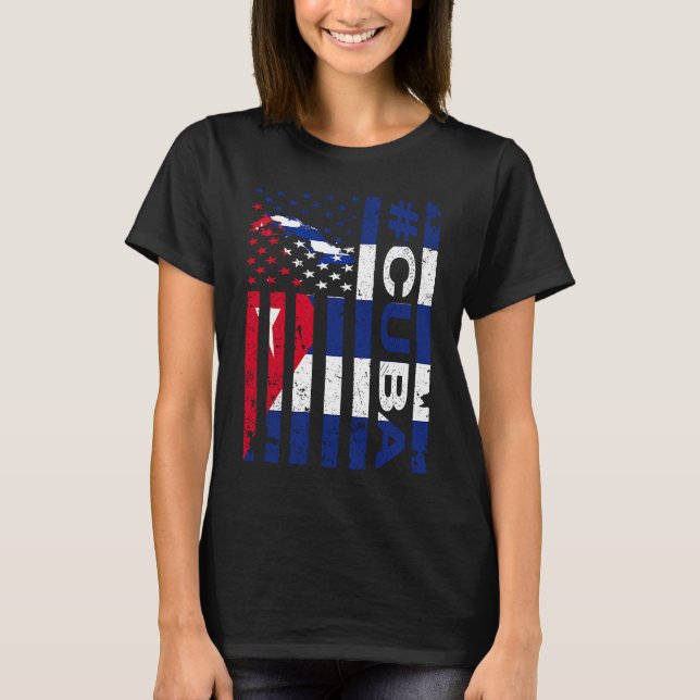 T-shirt Cuban American Flag  Cuba USA Pride (Devant)