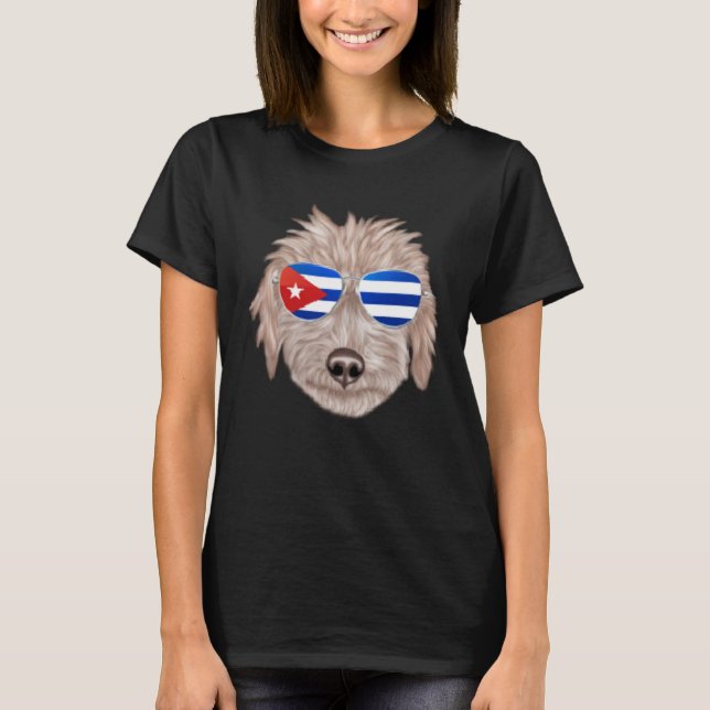 T-shirt Cuban Flag Bedlington Terrier Dog Cuba Pocket (Devant)