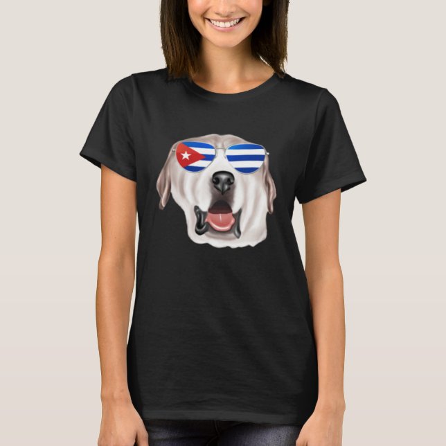 T-shirt Cuban Flag Great Pyrenee Dog Cuba Pocket (Devant)
