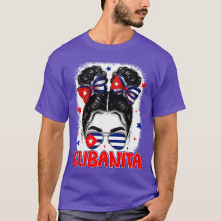 T-shirt Cubanita Cuban Cuba Flag Girl Hispanic Heritage Mo