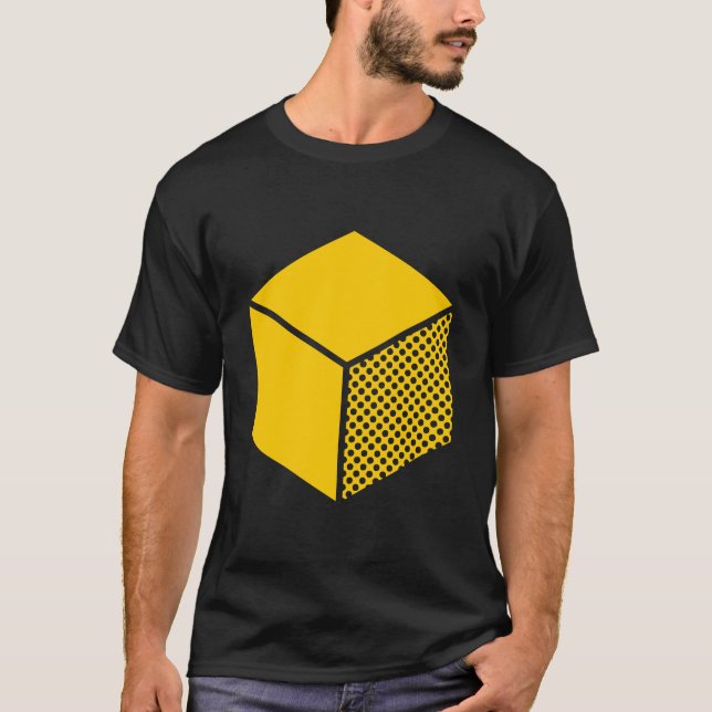 T-shirt Cube - Ambre sur fond foncé (Devant)