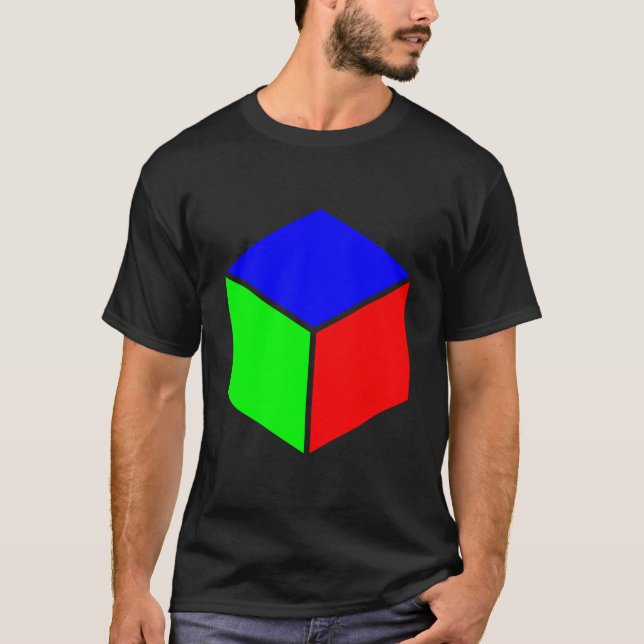 T-shirt Cube - Bleu, Vert et Rouge (Devant)