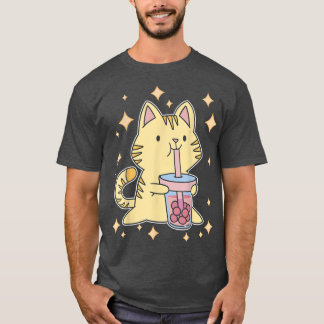 T-shirt Cube Buble Thé Kitty Kawaii Boba Thé Chat Japon Sw