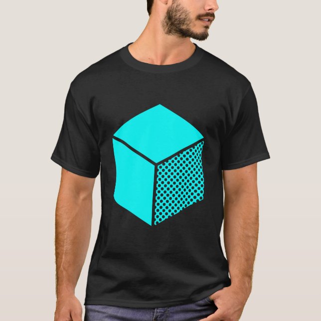 T-shirt Cube - Cyan sur fond sombre (Devant)