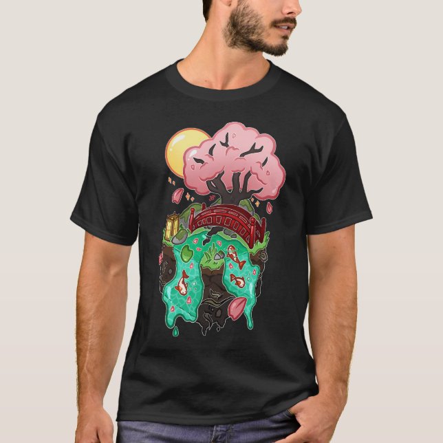 T-shirt Cube de jardin de carpes koï japonais (Devant)