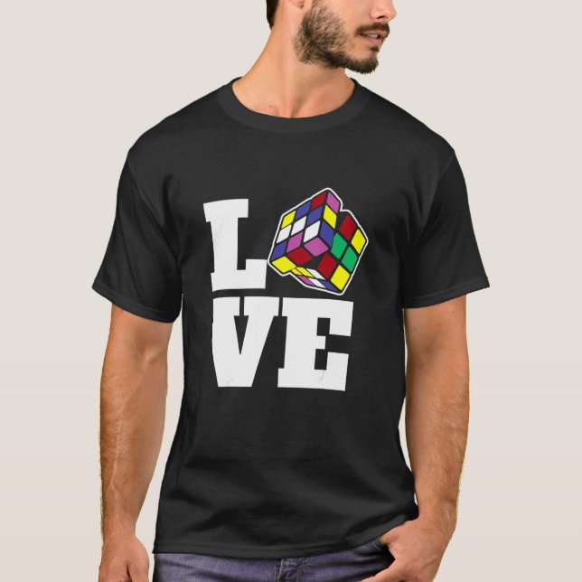 T-shirt Cube de puzzle concurrentiel Love Speed Cubing 80' (Devant)