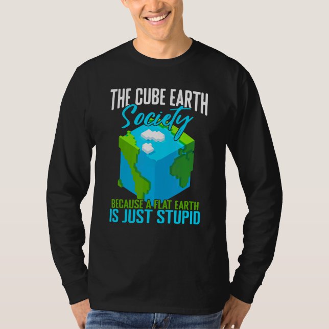 T-shirt Cube Earth Science Conspiration Terre plate (Devant)