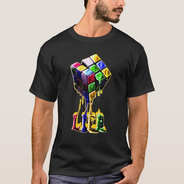 T-shirt Cube Game Life Hard Bold Cool Présent Spécial Birt (Devant)
