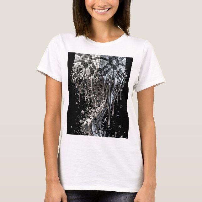 T-shirt Cube géométrique Chrome en fusion  (Devant)