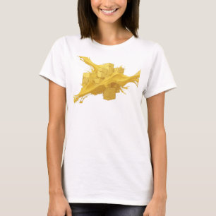 T-shirt Cubes Abstraits de Mode en Or Foncé Art
