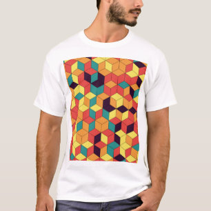 T-shirt Cubes géométriques, couleur, sans soudure, motif v