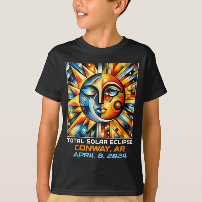 T-shirt Cubisme Éclipse Totale de Soleil Conway Arkansas (Devant)