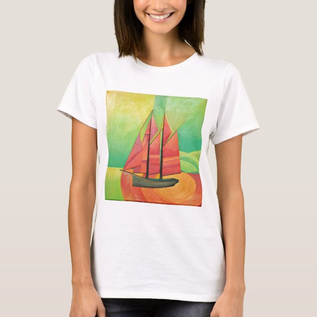 T-shirt Cubist bateau à voile Abstrait Art géométrique (Devant)