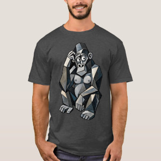 T-Shirt Cubiste Gorille Art Géométrique Abstrait