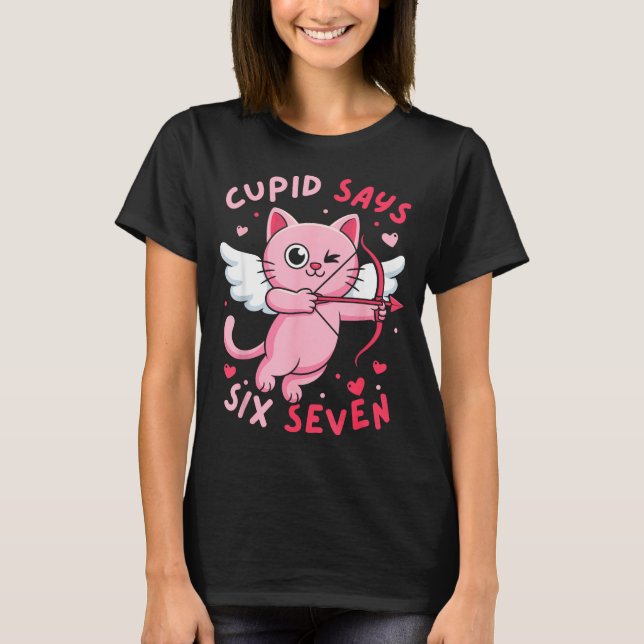 T-shirt Cud Says 67 Six Seven Meme Cute Cat Valentine's Da (Devant)