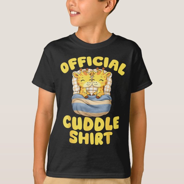 T-shirt Cuddle Cute Giraffes Couple Valentine's Day  (Devant)