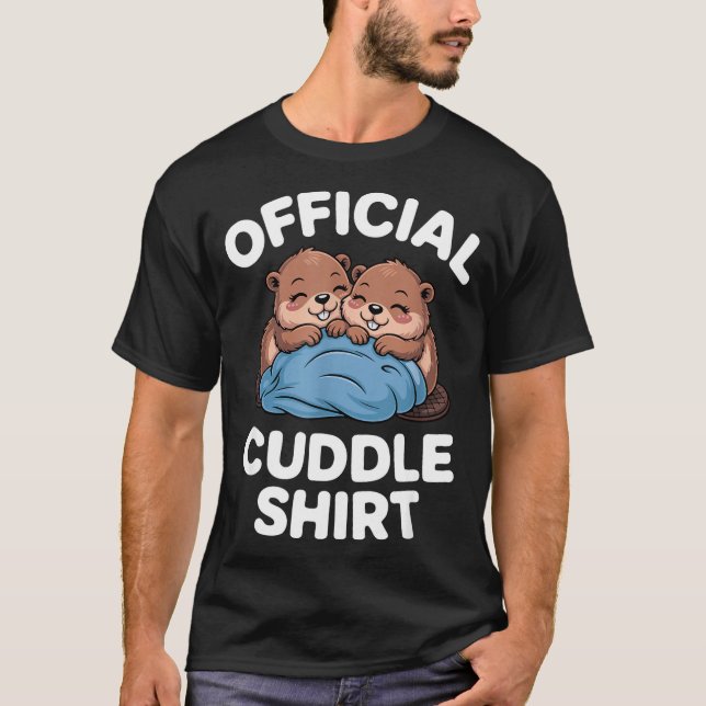 T-shirt Cuddle Shirt Cute Beavers Snuggling  (Devant)