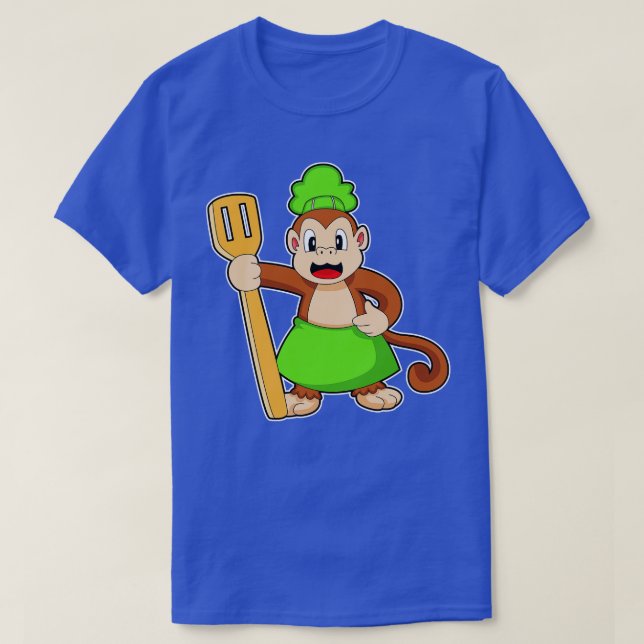 T-shirt Cuillère à spatule de cuisine de singe (Design devant)