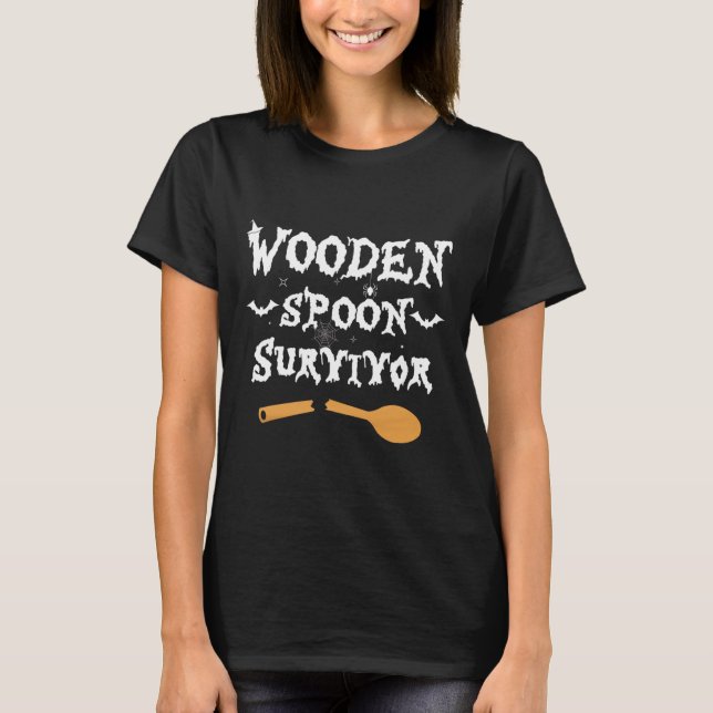 T-shirt Cuillère en bois Survivant Drôle Costume Halloween (Devant)