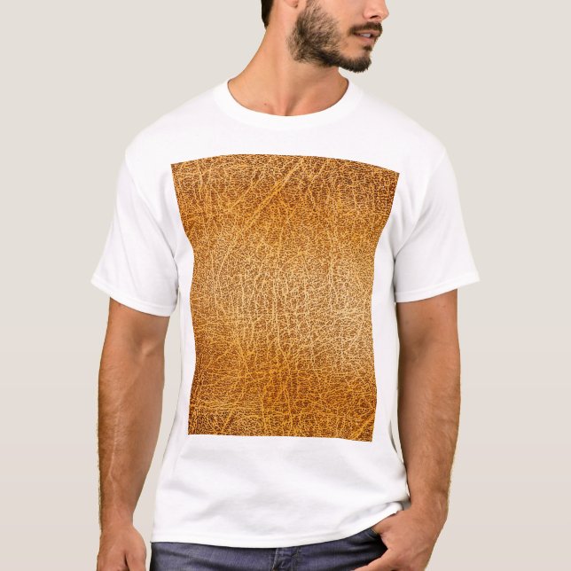 T-shirt Cuir Brown : fermeture texturée détaillée (Devant)