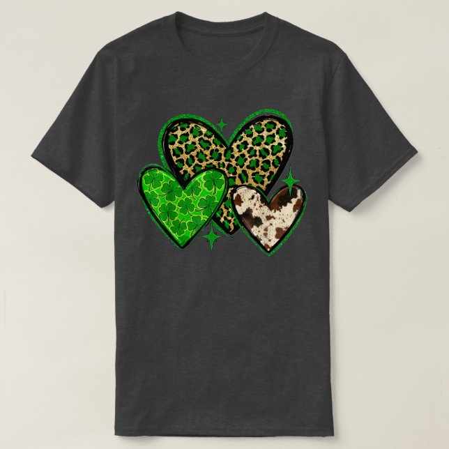 T-shirt Cuir de léopard coeur Western St Patricks Day Iris (Design devant)