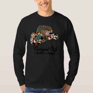T-shirt Cuir de vache Pierres précieuses Chapeau de cowgir