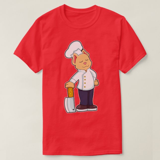 T-shirt Cuire le chat avec couteau coupant (Design devant)