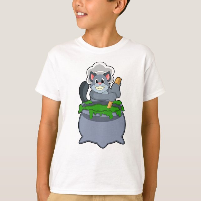 T-shirt Cuire le chat avec la potion magique (Devant)