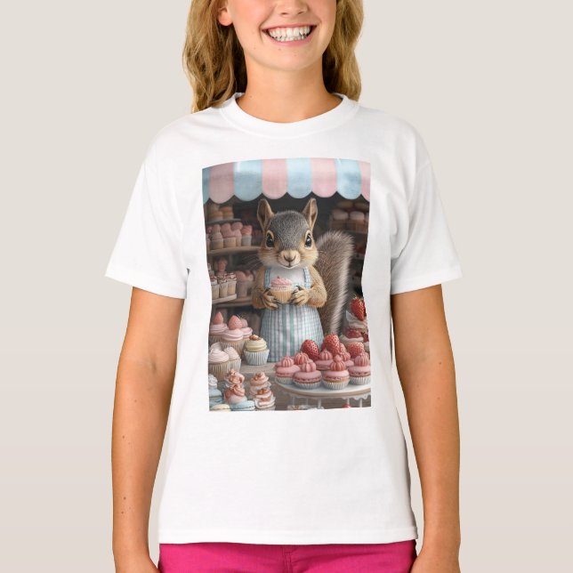 T-shirt Cuire l'écureuil avec Cupcake (Devant)